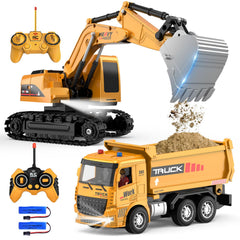 MQDMINI RC excavator in 1:20 scale for realistic play and learning.