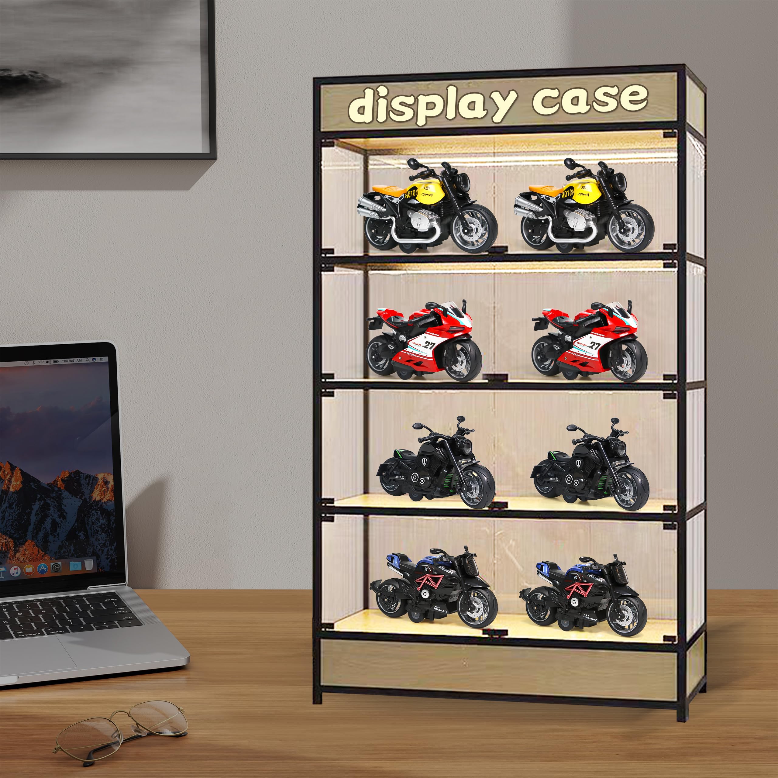 MQDMINI four-pack pull-back motorcycles, packaging shown, easy gift-ready set for birthdays.