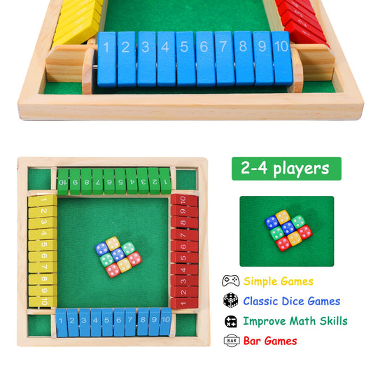 MQJJSM Shut the Box tiles in vibrant colors for quick math decisions