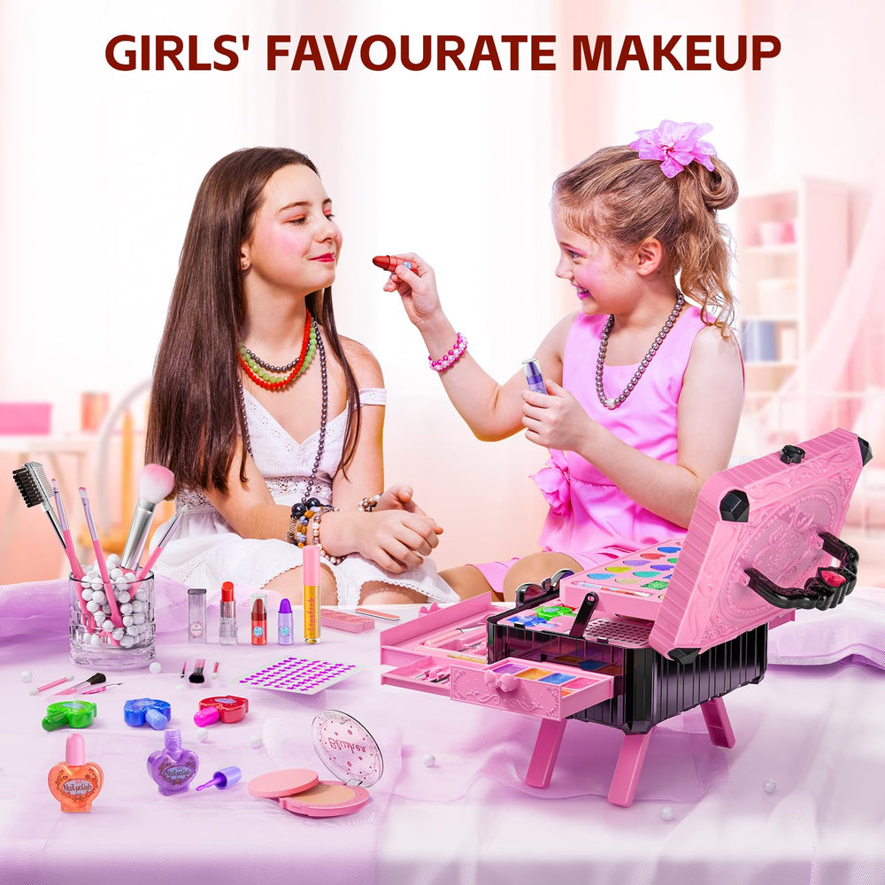 Mqsiuve dressing table makeup case with stand supports desktop play and realism.