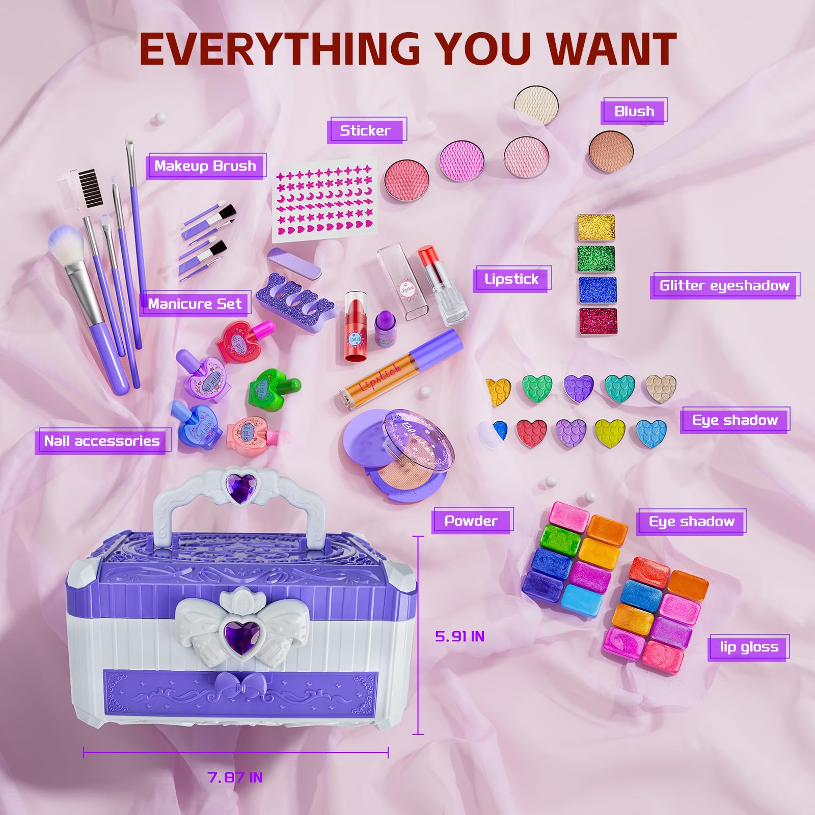 Mqsiuve makeup kit compartments help keep accessories organized.