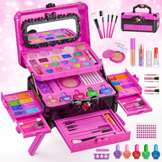 Mqsiuve kids makeup set with mirror for creative play and easy application.
