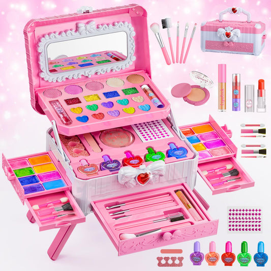 Mqsiuve kids makeup set with mirror for imaginative play and grooming.