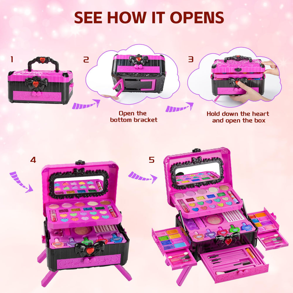 Mqsiuve safe materials for kids makeup and easy wash-off cleanup.