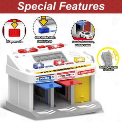 MQSTARSRISE Rescue Station fire truck for exciting rescue missions with lights