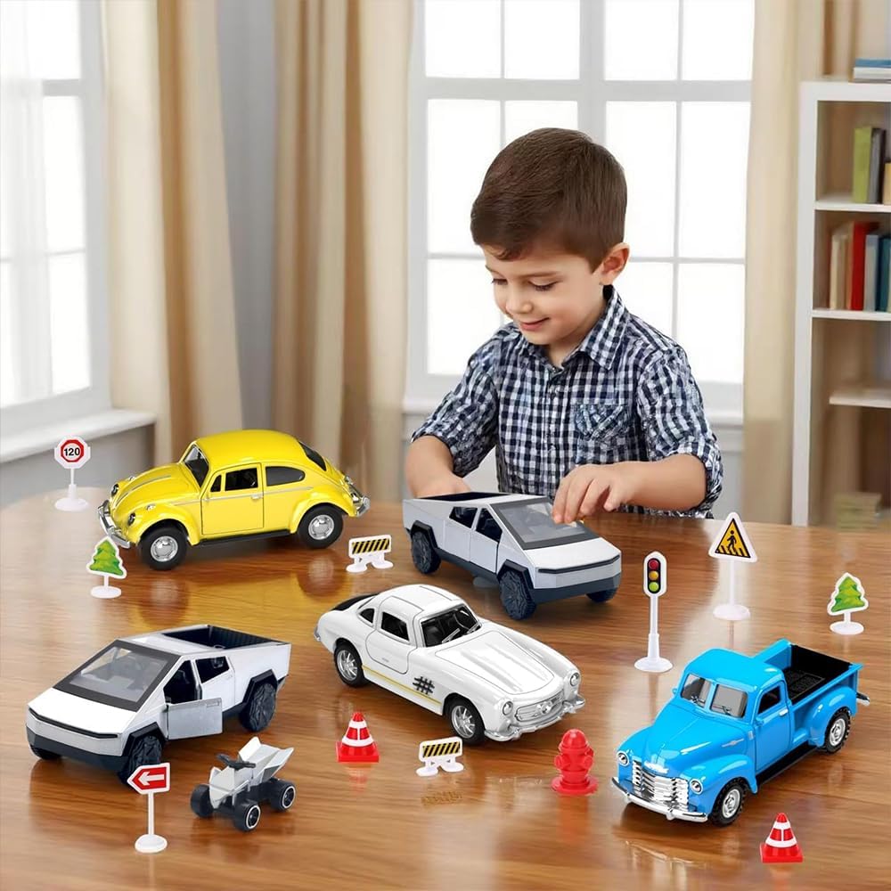 Mquduo gift-ready toy truck set ideal for birthdays.