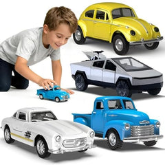 Mquduo Little Blue Truck front view highlights durable alloy construction for safe play.