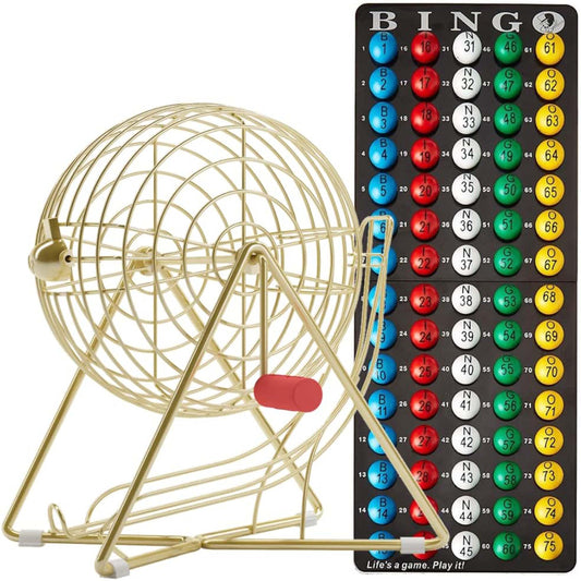 MR CHIPS bingo cage in steel, 11-inch tall for durable spins and stability