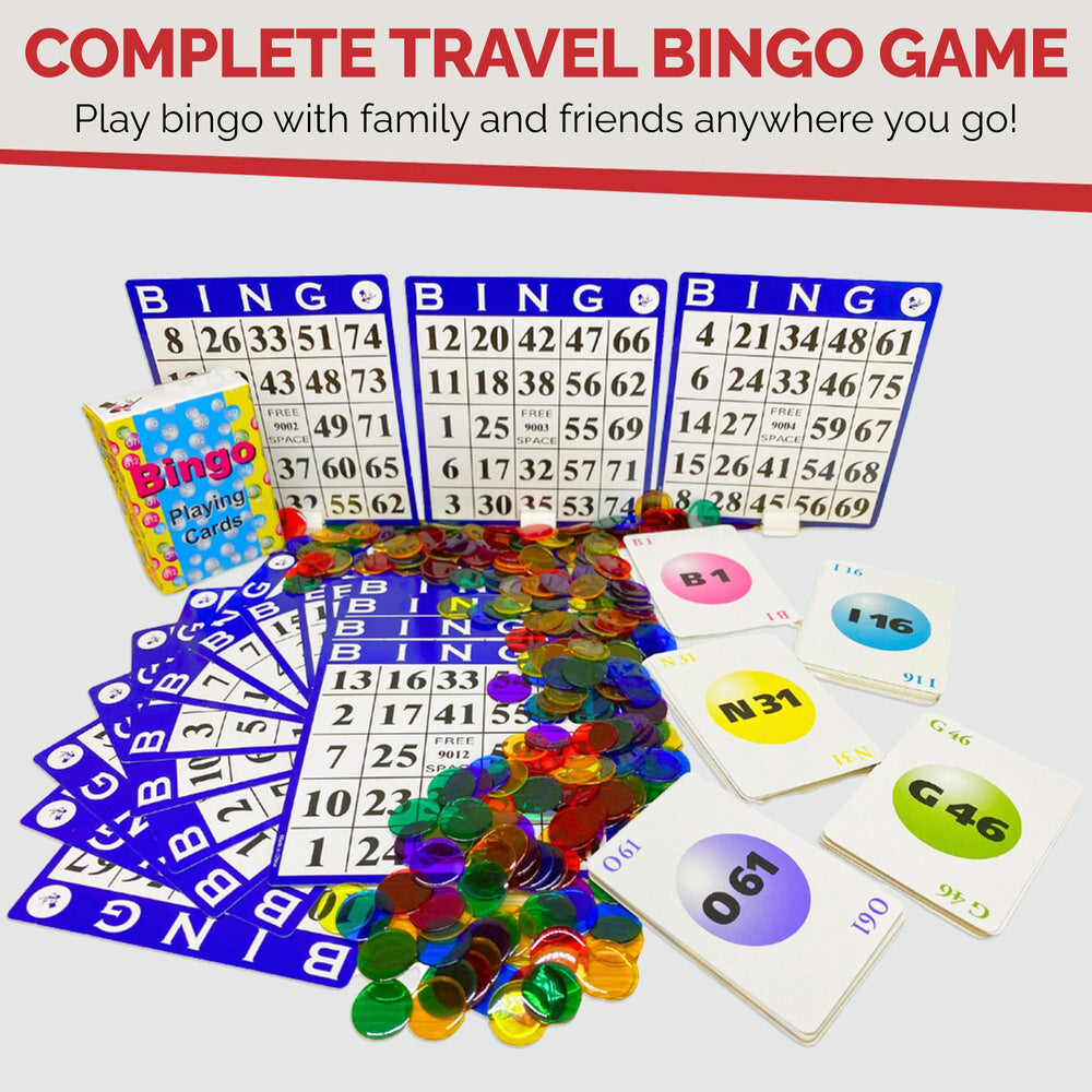 MR CHIPS travel-friendly bingo set ready for on the go fun.