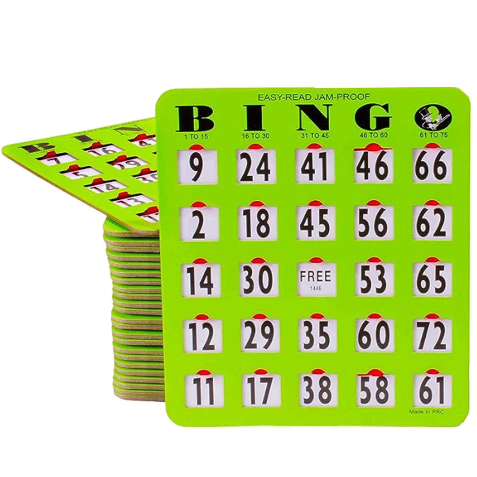 MR CHIPS jam-proof bingo card sliding window close-up for easy play