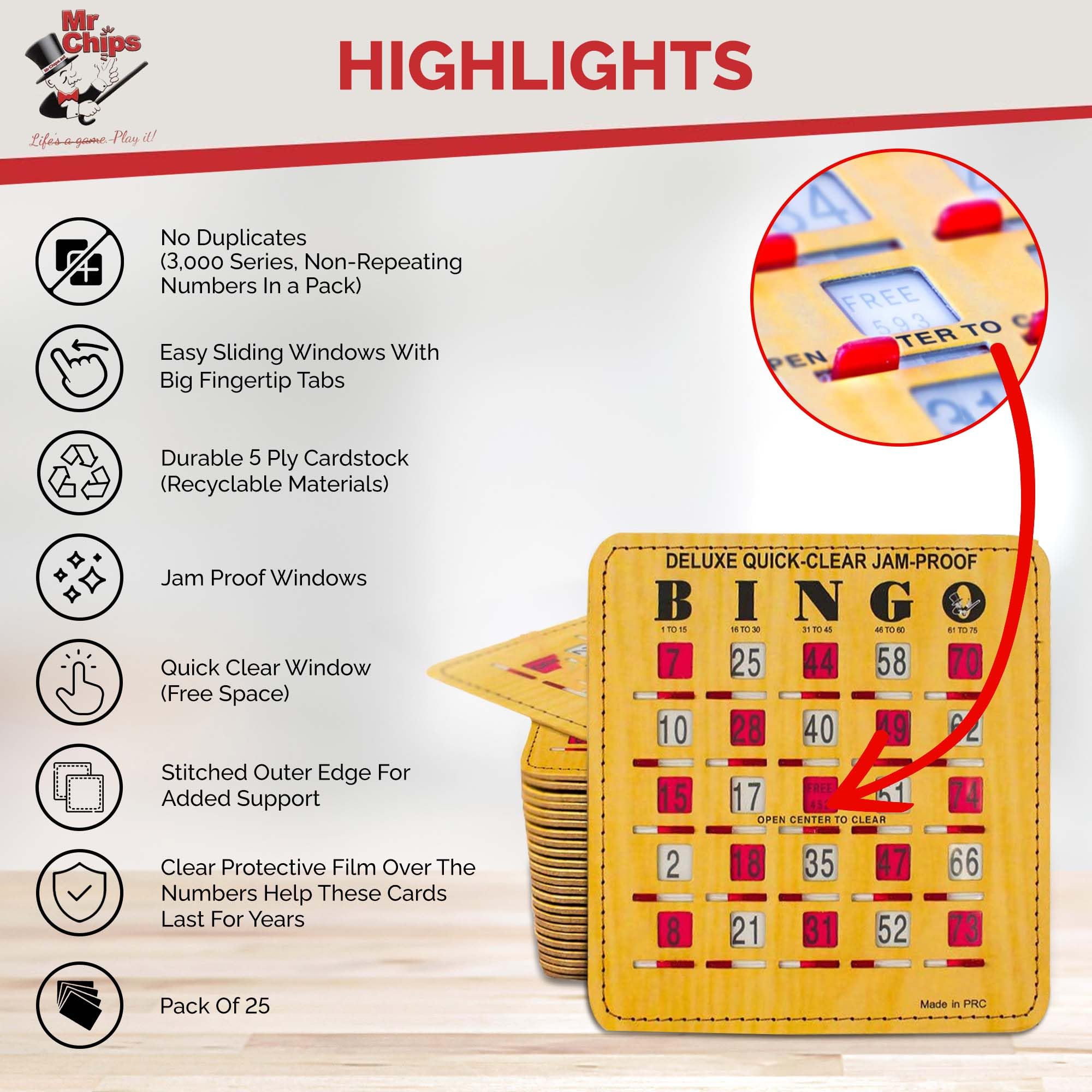 MR CHIPS quick-clear bingo card in action demonstration