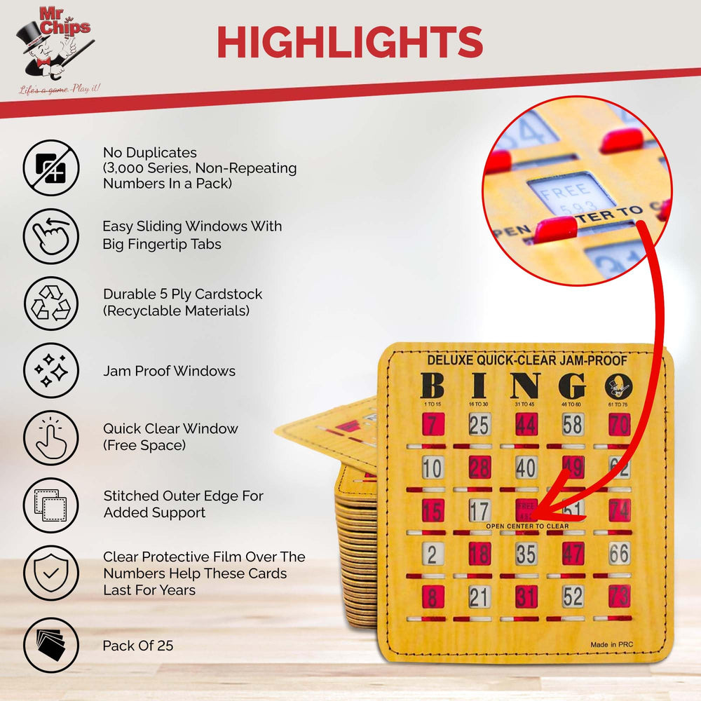 MR CHIPS quick-clear bingo card in action demonstration