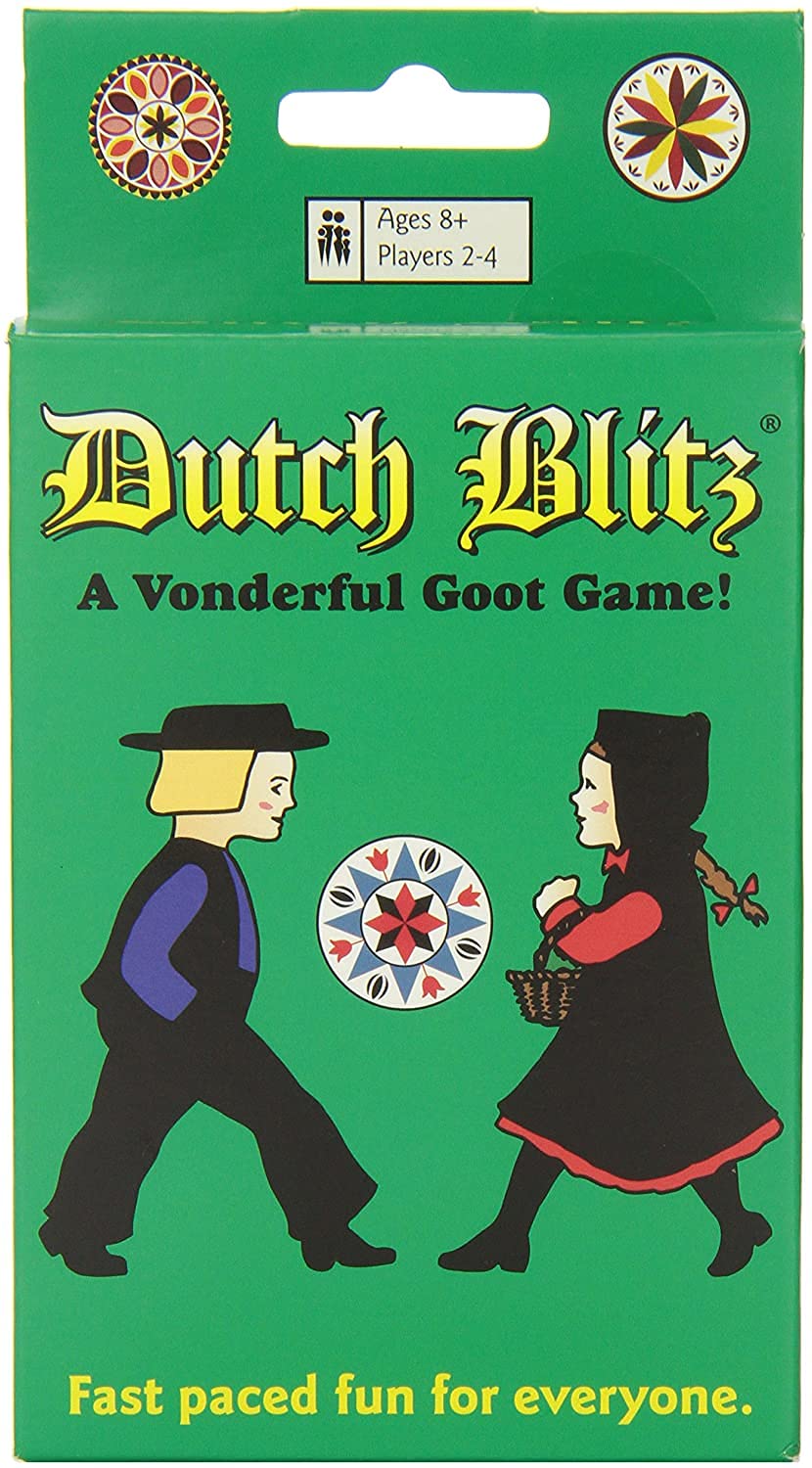 Mr Dice Dutch Blitz card deck contents laid out for quick setup.