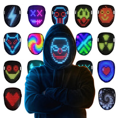 Mr.Pang LED mask displays patterns for dramatic cosplay and events.