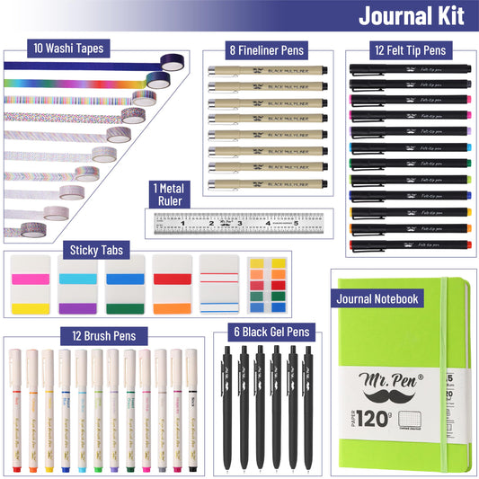 Mr. Pen washi tapes in vibrant colors for page decoration and organization.
