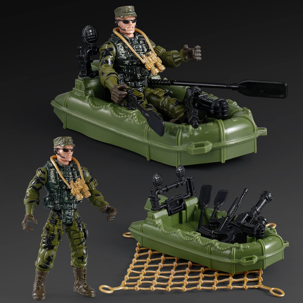 Mr.River US Army Men field motorcycle supports fast-paced chase play and action.