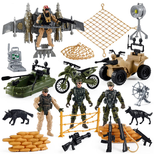 Mr.River US Army Men figures with soldiers for imaginative play and storytelling.