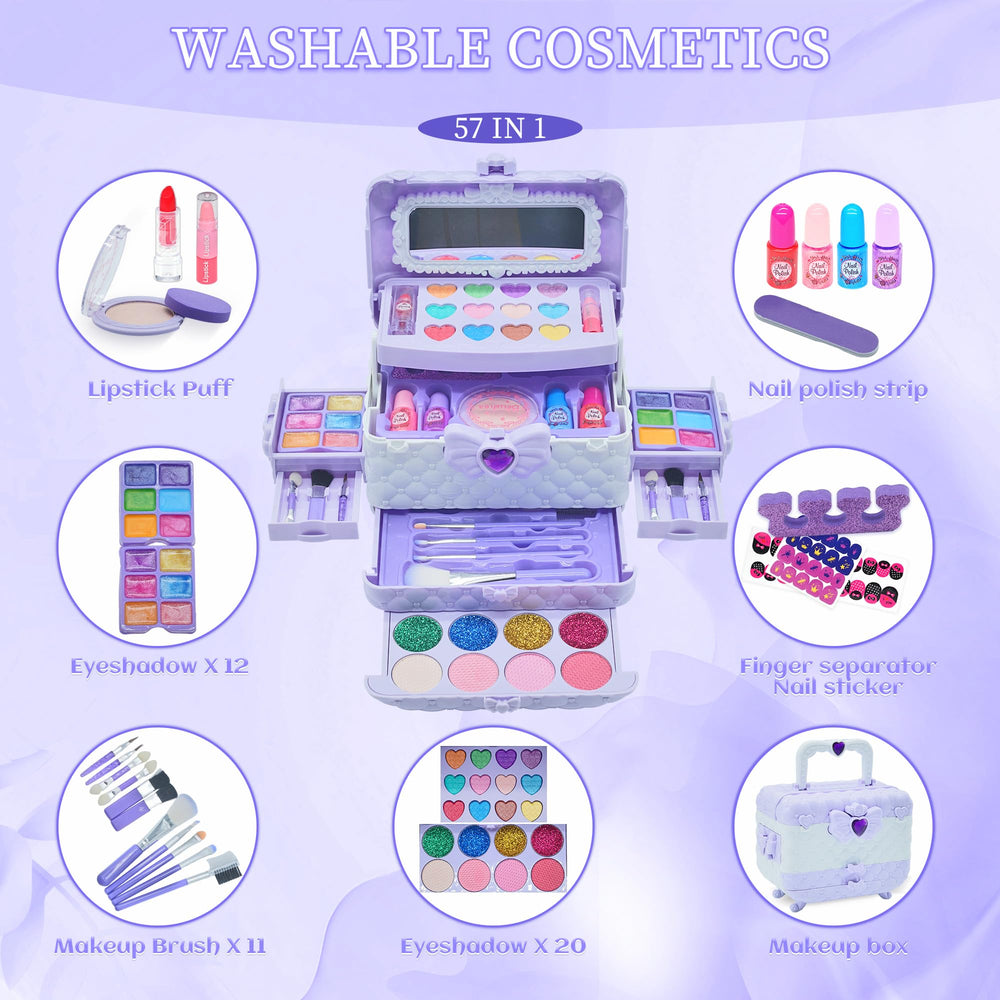 Mrabbitoo eye shadows, blush, and nail polish kit for pretend makeup sessions