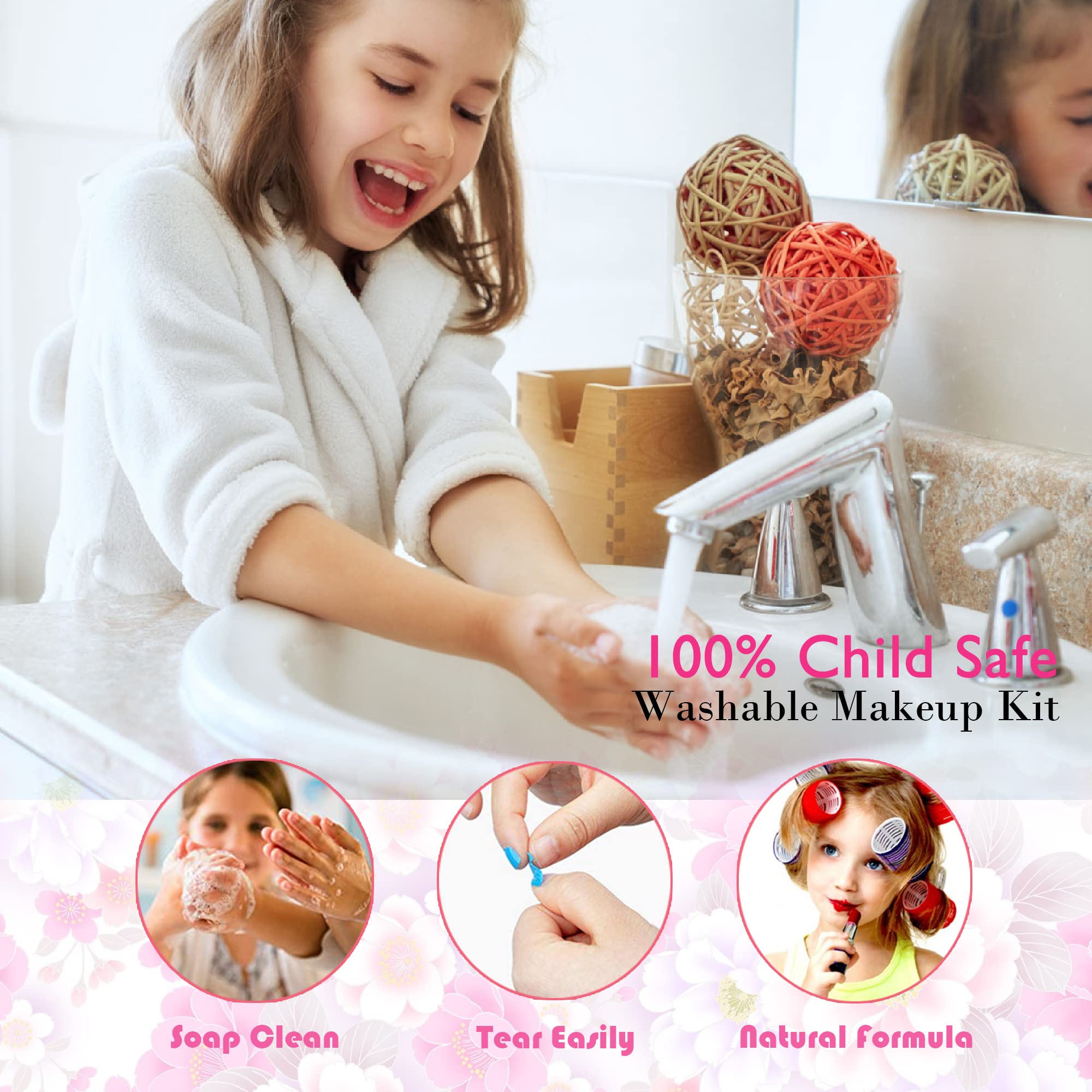Mrabbitoo Rose cosmetic case with mirror keeps playtime organized.