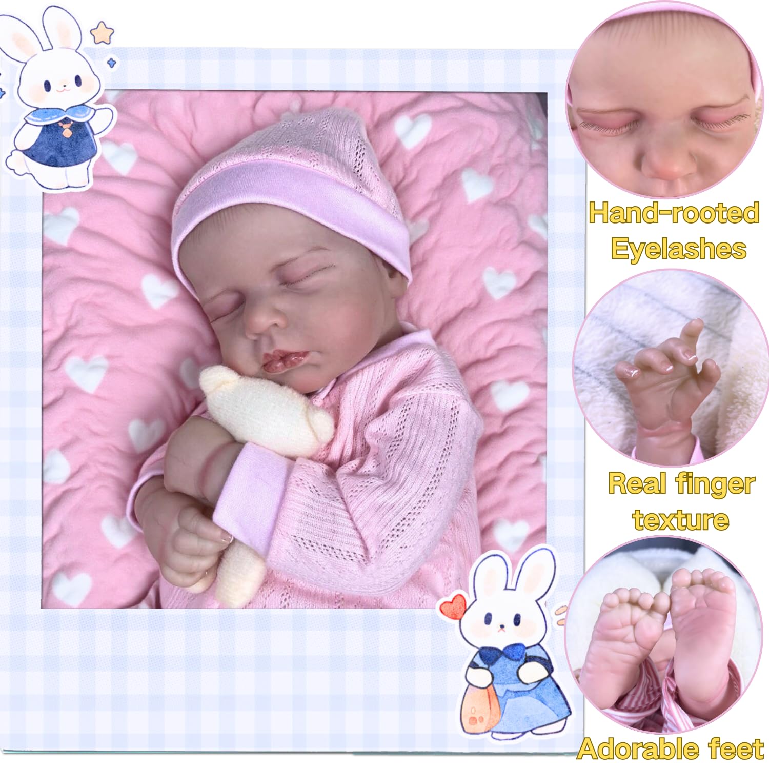 MRB Lifelike Reborn 20-inch doll with soft vinyl and cloth body