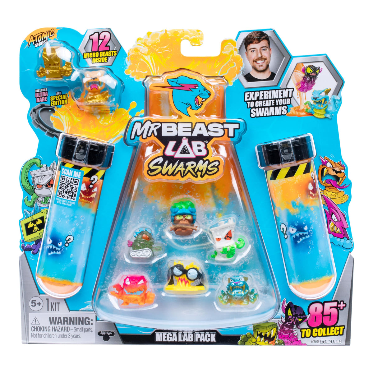 MRBEAST LAB Swarms Atomic bottle reveal showing micro beasts in action for collectibility