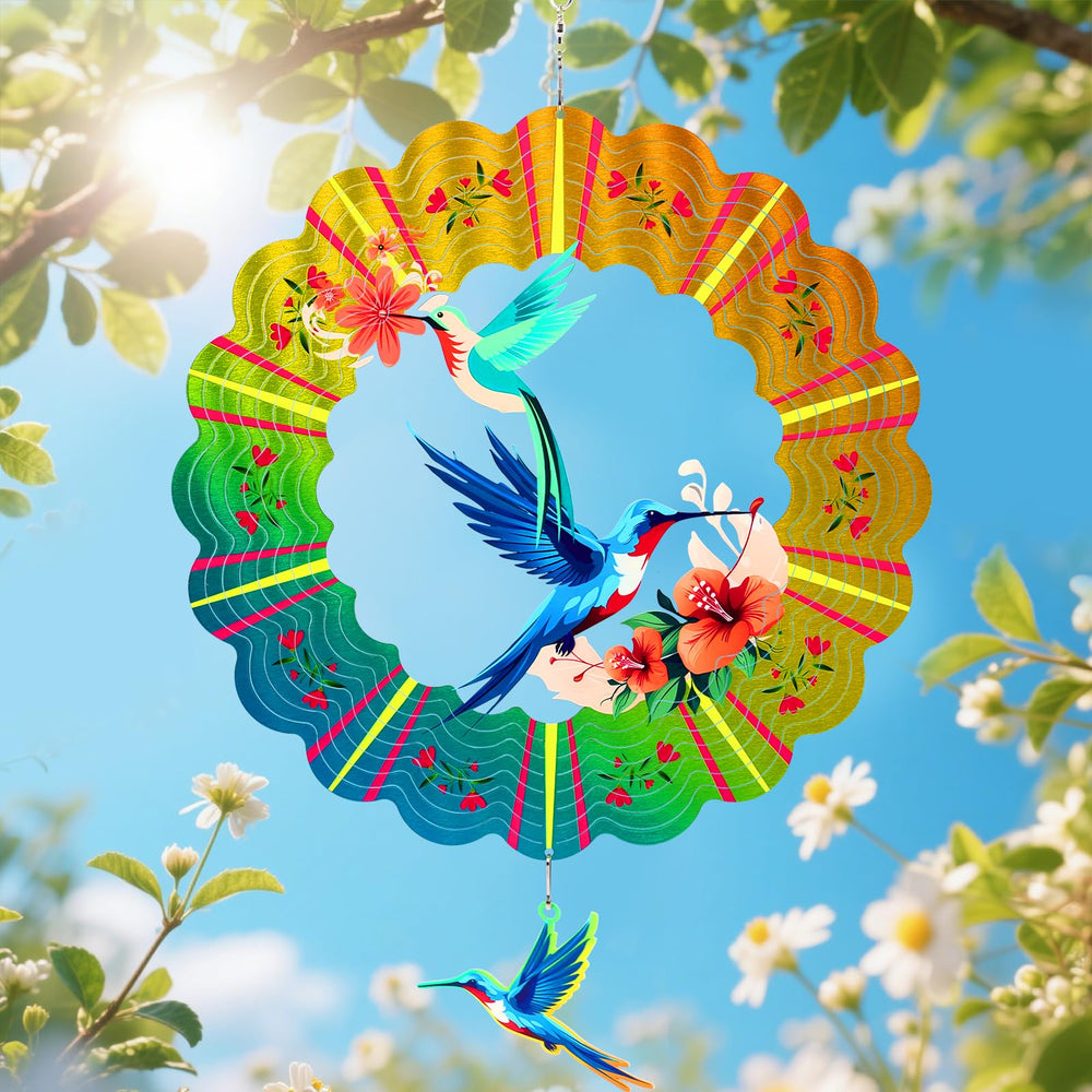 MRHEPHAESTUS hummingbird wind spinner front view enhances garden charm
