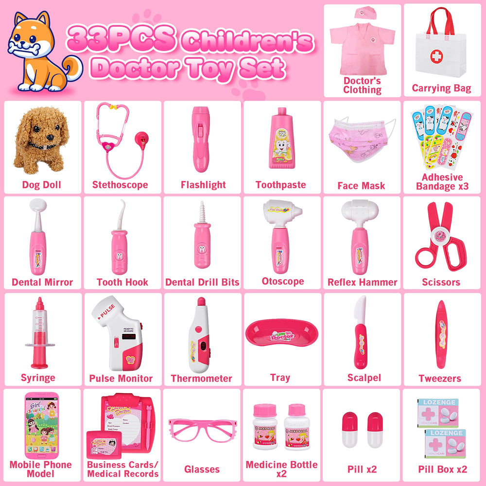 MR.TN pet doctor kit includes uniform and hat for dress-up pretend care