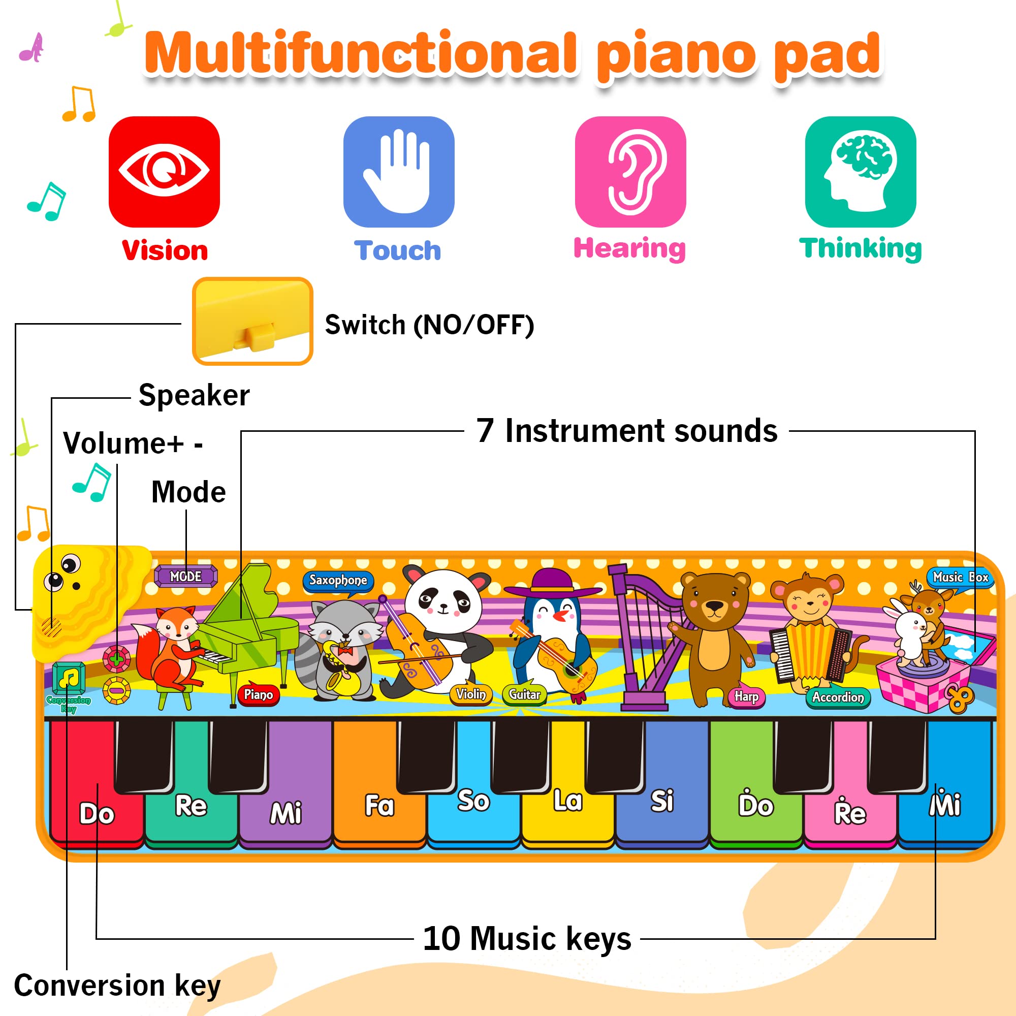 MR.TN Piano Mat offers 25 sounds for instrument recognition and auditory exploration