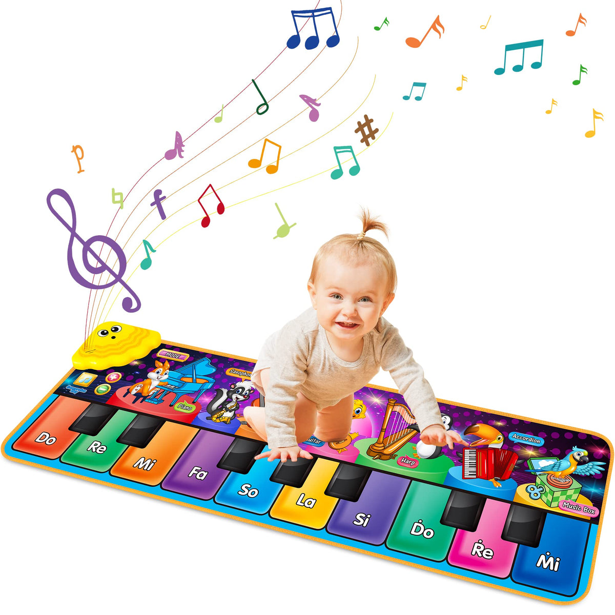 MR.TN kids musical piano mat showing 25 sounds for interactive play