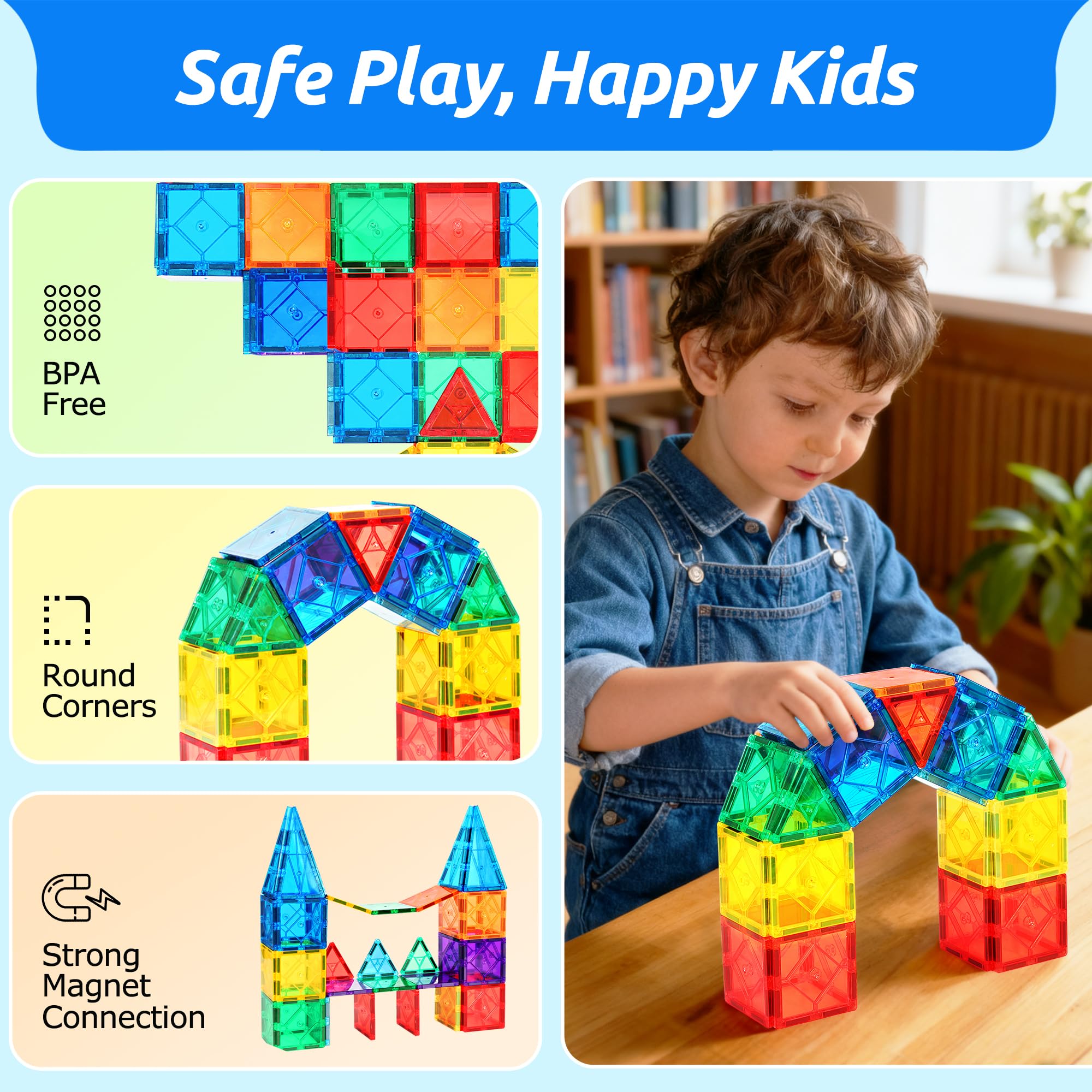 Mruikeny ABS durable tiles with smooth edges keep little hands safe.