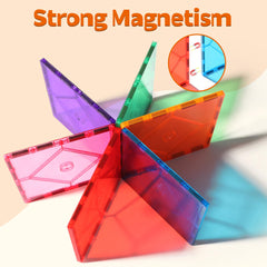 Mruikeny colorful magnetic tiles enabling castle and rocket construction