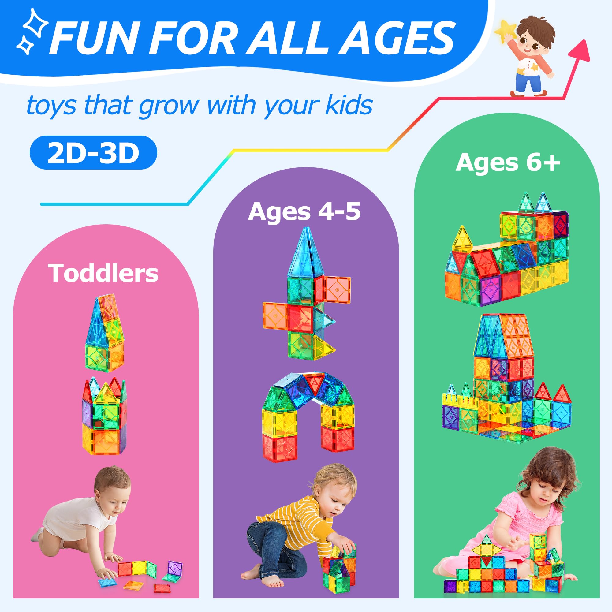 Mruikeny magnetic tiles promote family play and teamwork during building sessions.