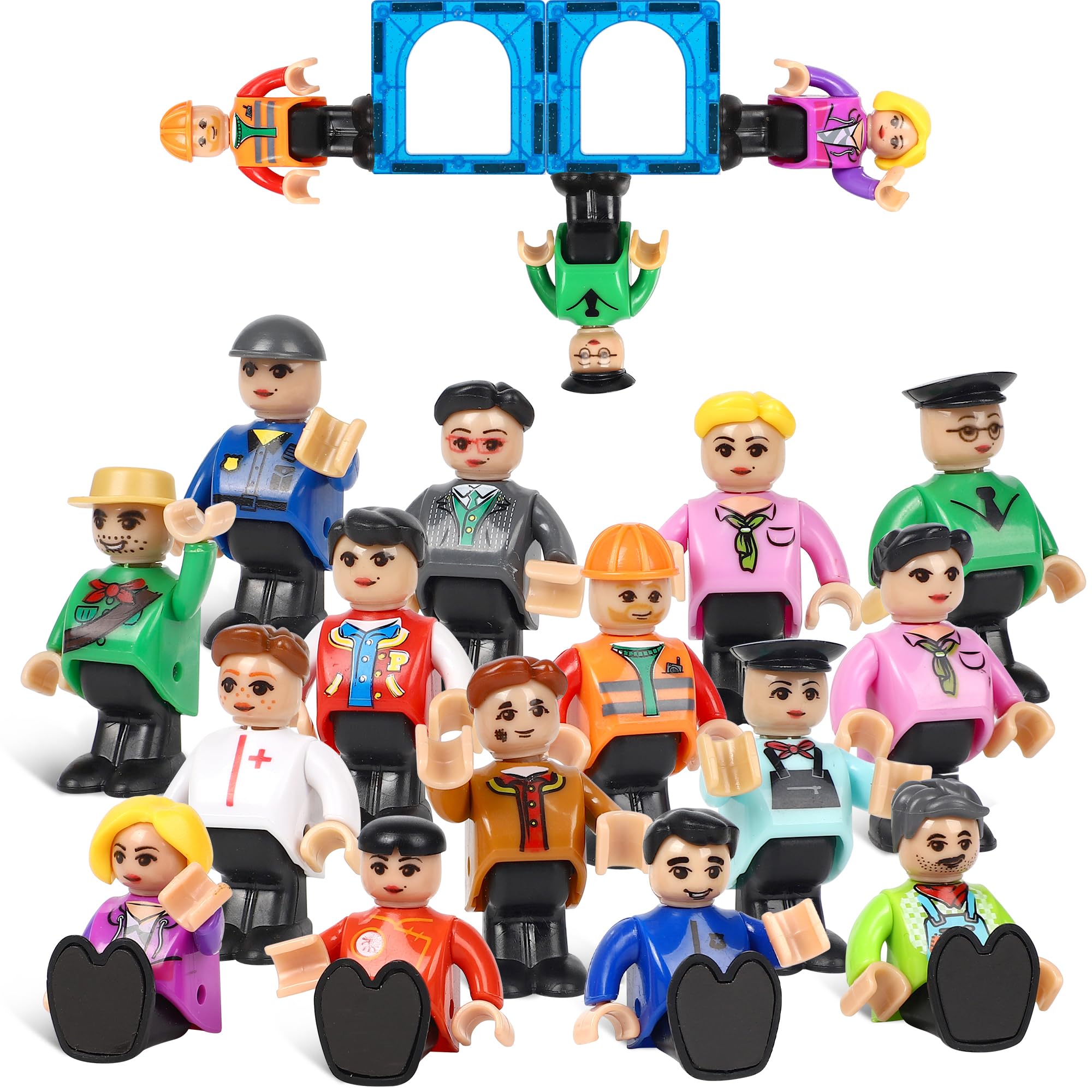 Mruikeny magnetic people figures playset with 15 colorful characters for imaginative play