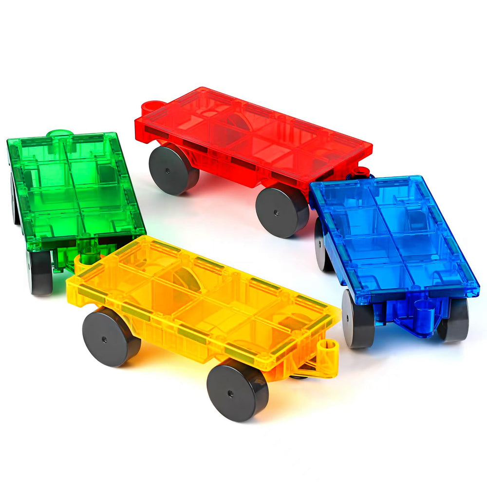 Mruikeny magnetic tiles cars green block for creative construction play.