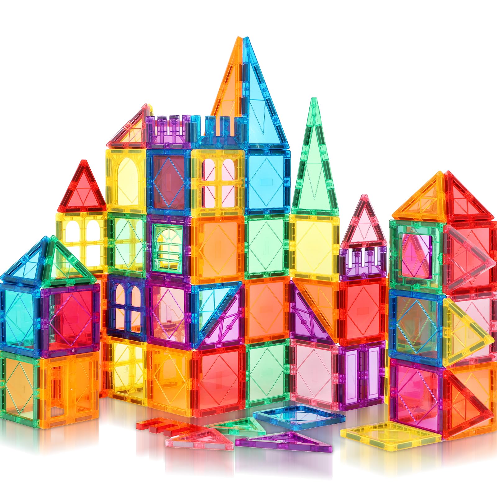 Mruikeny magnetic tiles castle build promotes imaginative play and spatial awareness