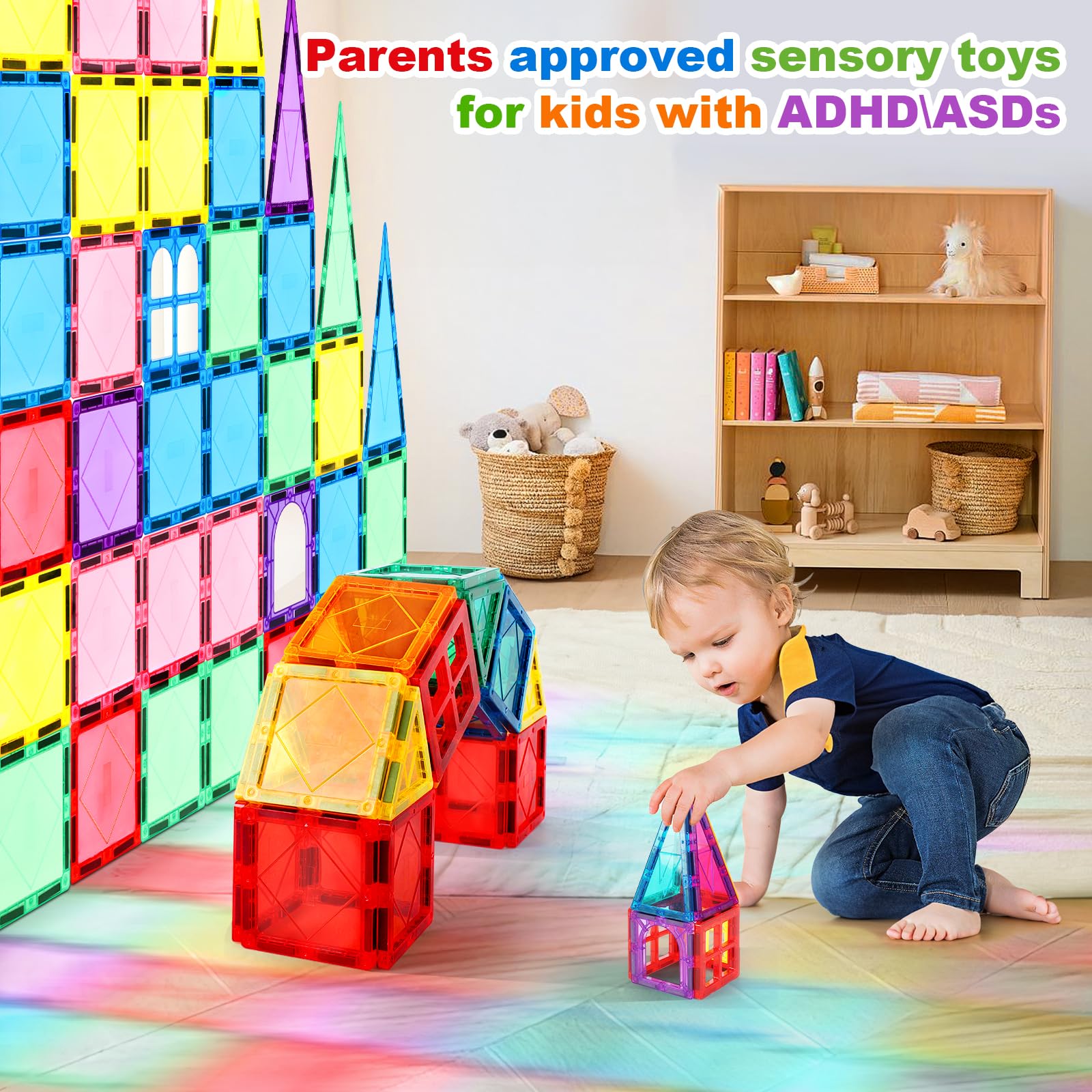 Mruikeny magnetic tiles rocket model supports STEM exploration and fine motor skills