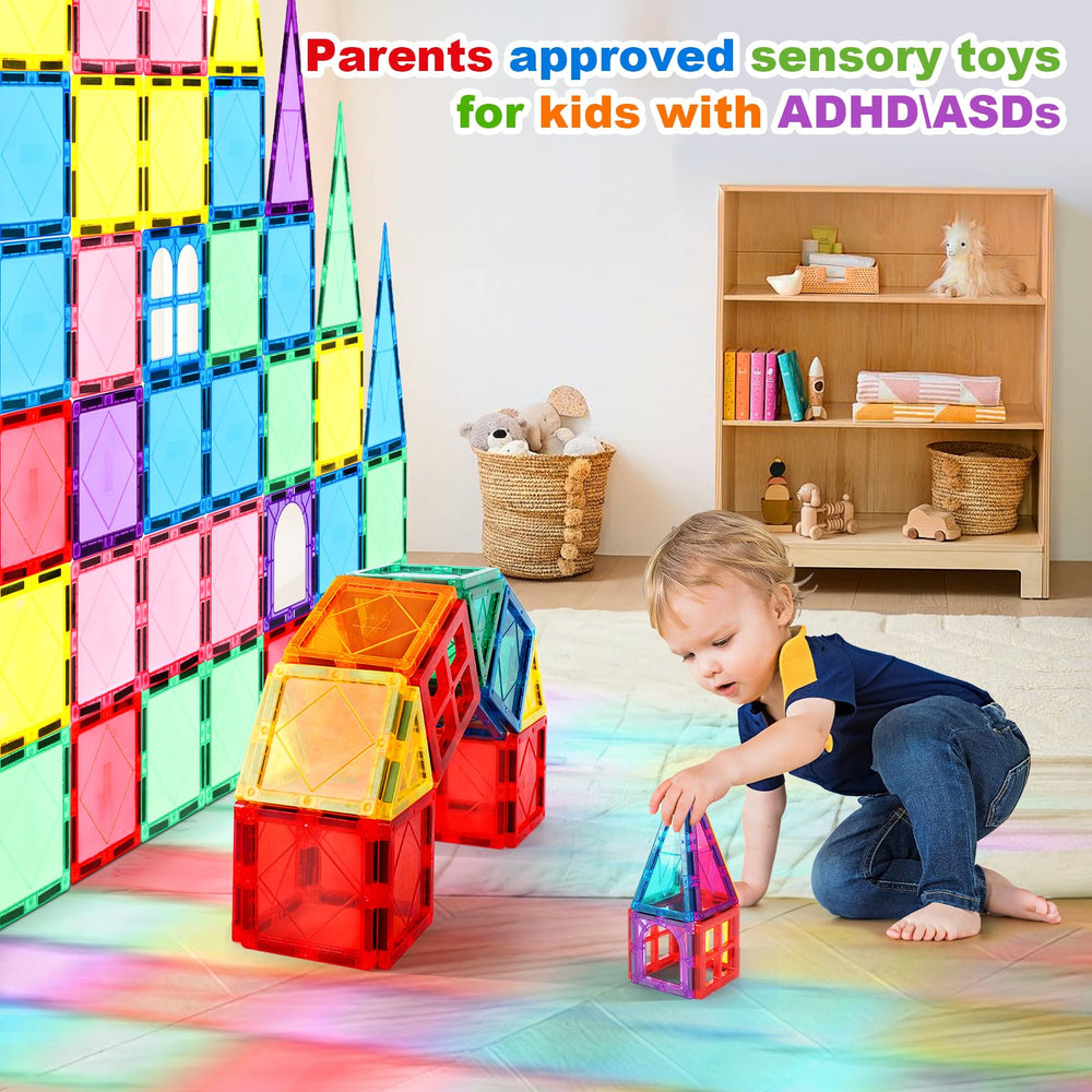 Mruikeny magnetic tiles rocket model supports STEM exploration and fine motor skills