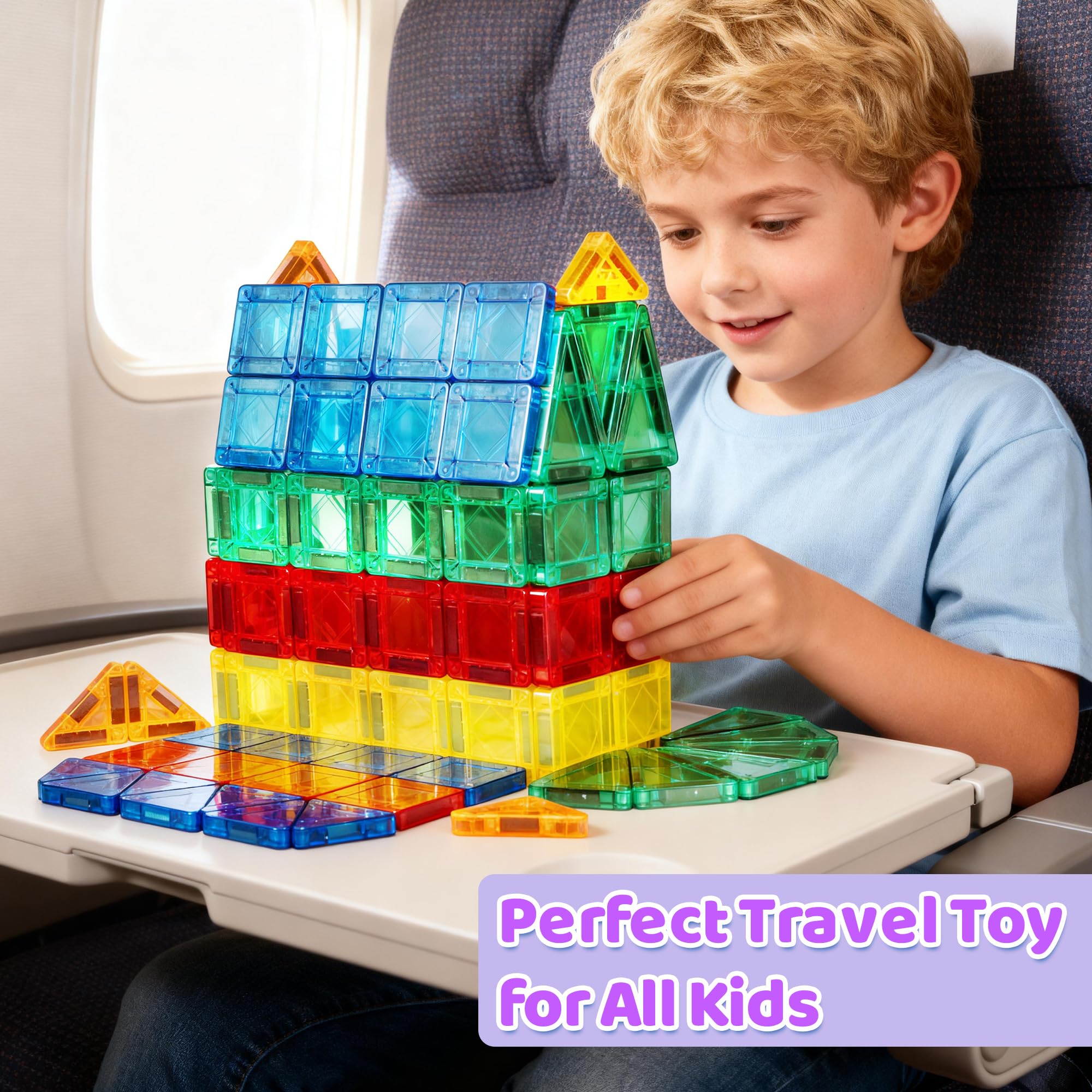 Mruikeny mini magnetic tiles compatible with other magnet sets for expanded play