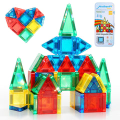 Mruikeny mini magnetic tiles travel box showing portable learning on the go