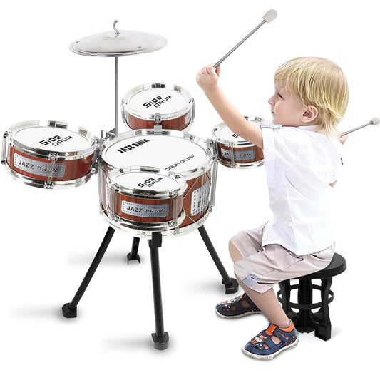 M SANMERSEN 8-piece toddler drum set ready for imaginative play and learning rhythm.