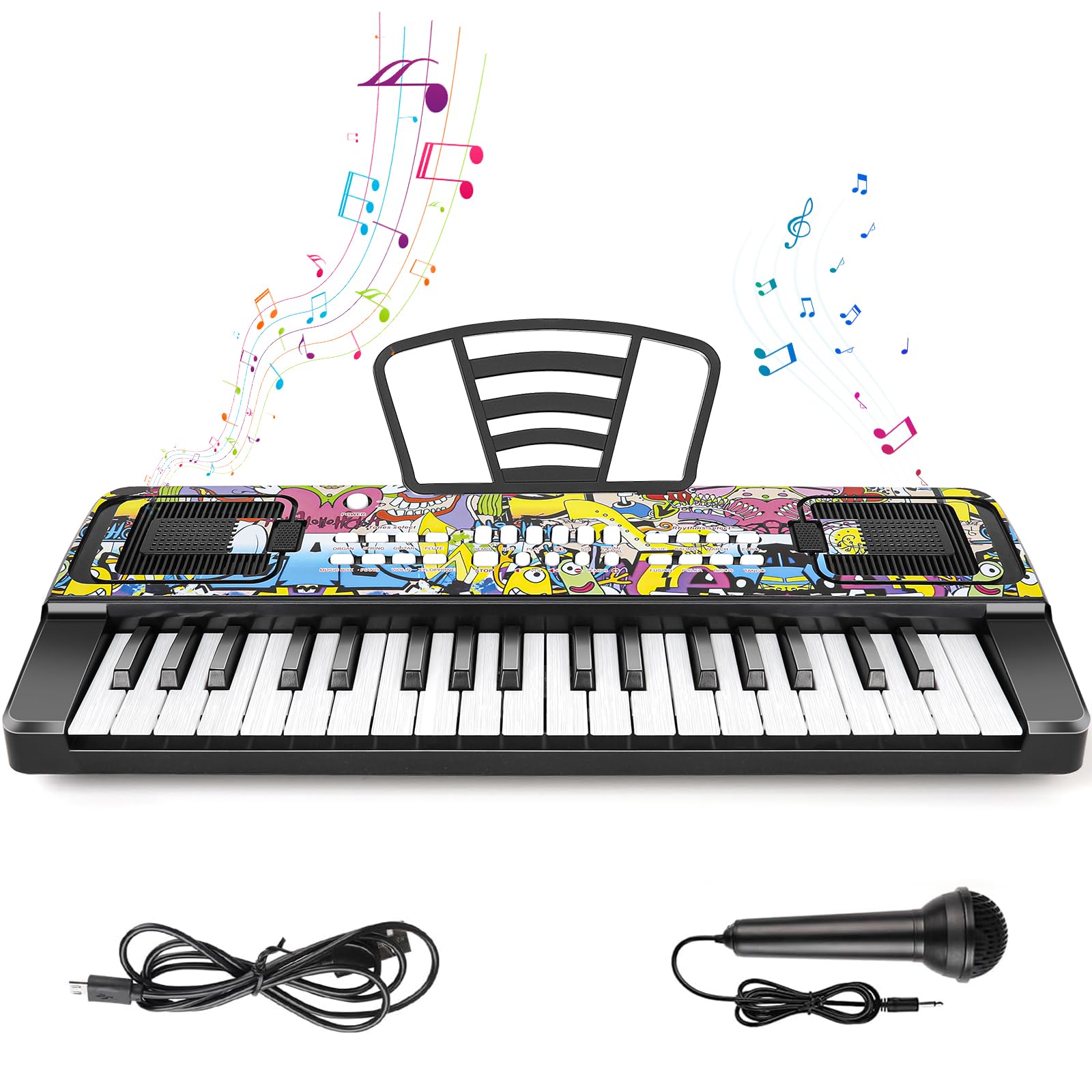 M SANMERSEN kids keyboard 37 key with microphone for early music play