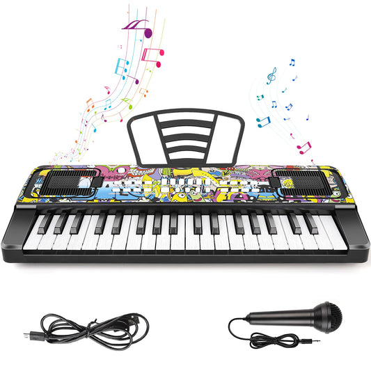 M SANMERSEN kids keyboard 37 key with microphone for early music play