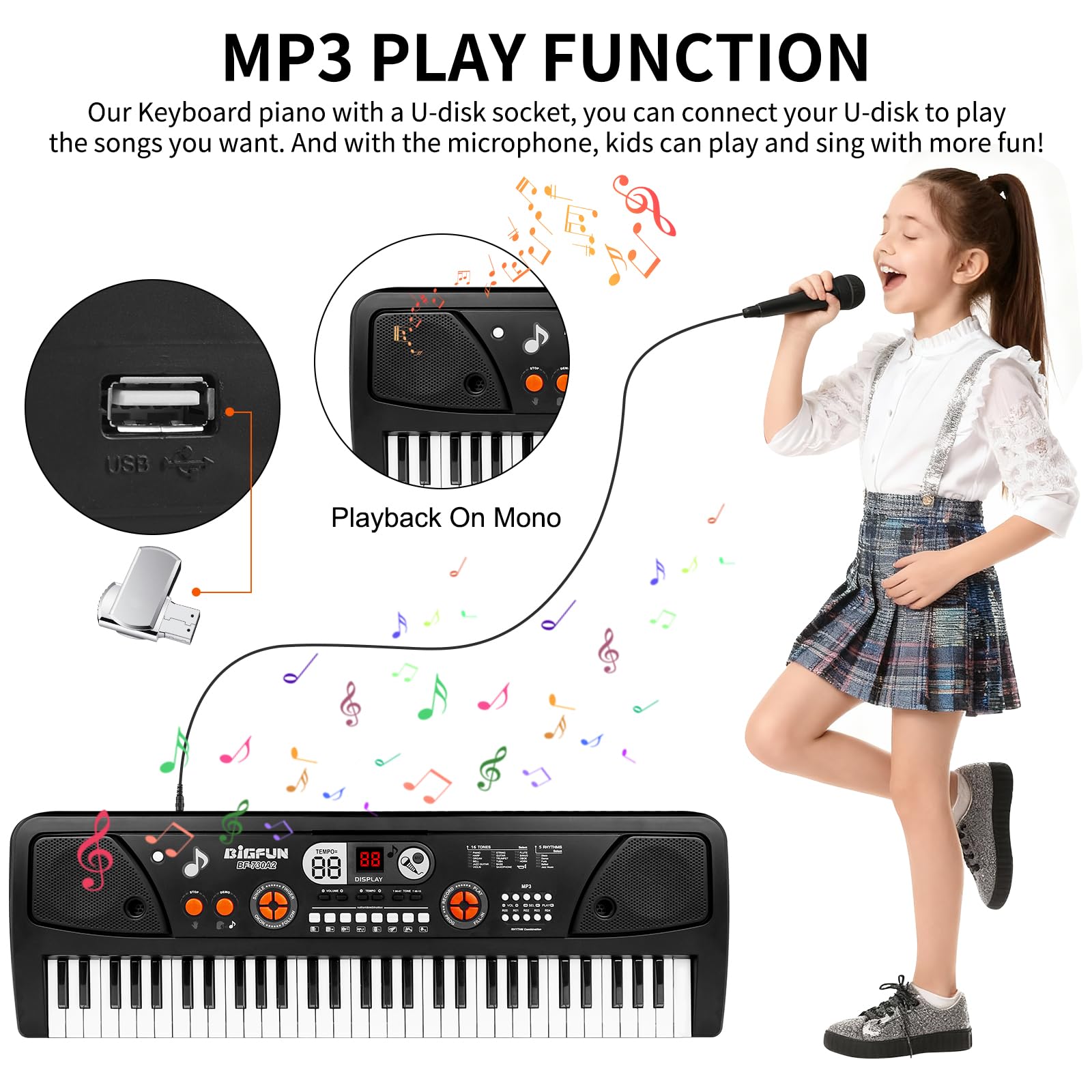 M SANMERSEN keyboard demonstrating demo songs for guided practice