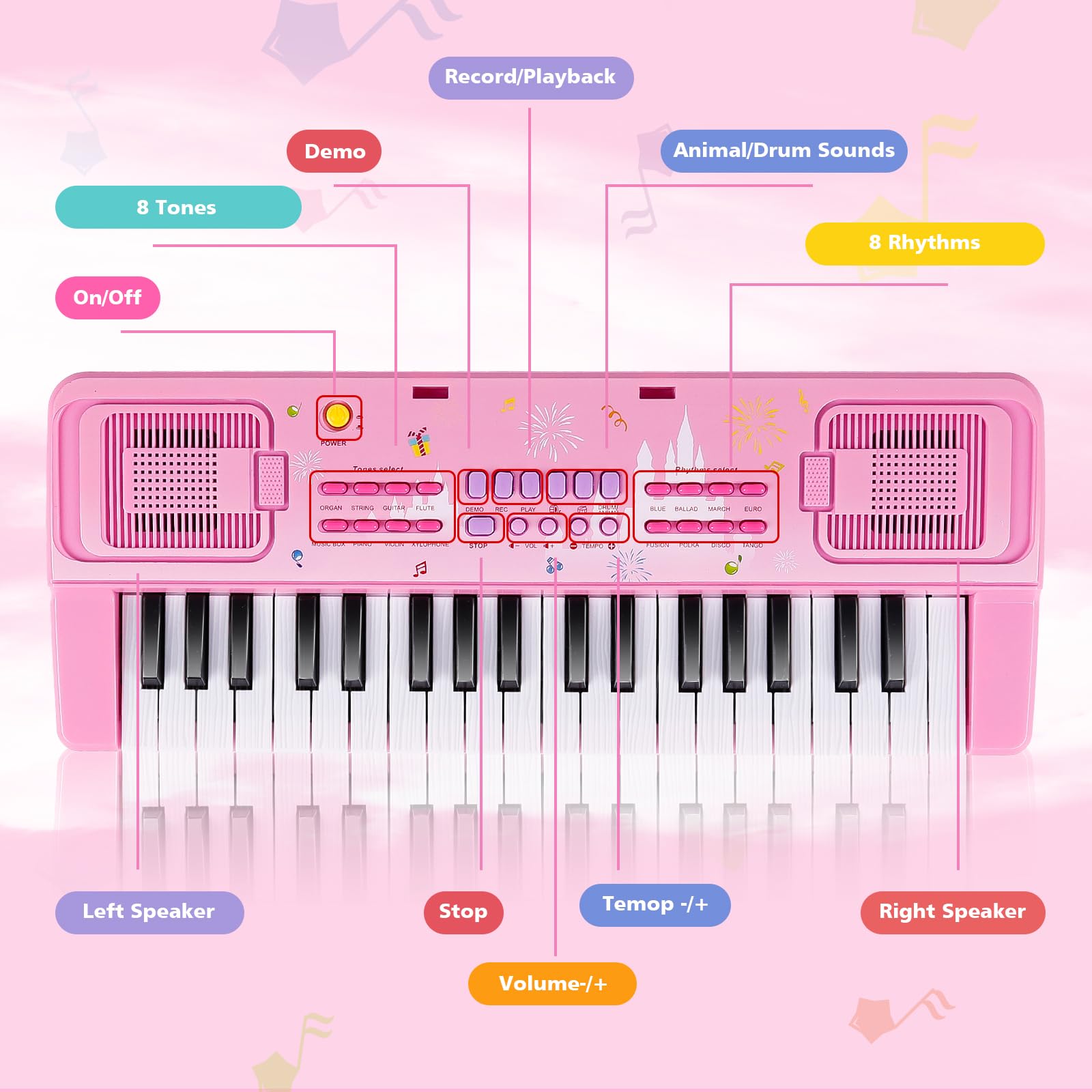 M SANMERSEN keyboard with microphone enables kid-friendly singing