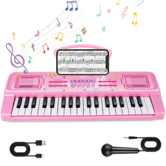 M SANMERSEN kids keyboard pink front-view for playful learning