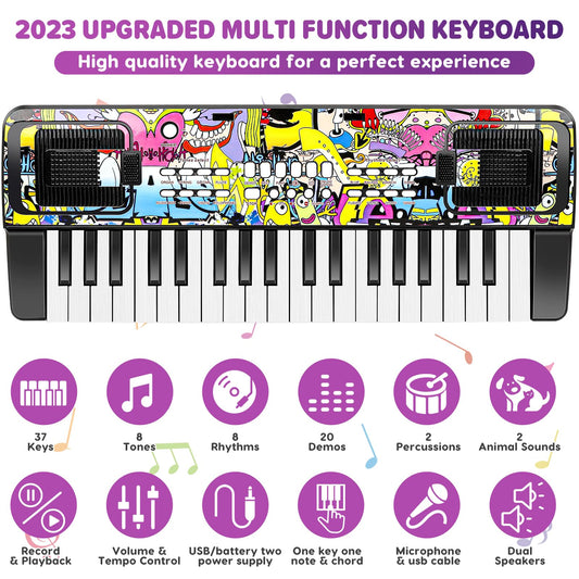 M SANMERSEN keyboard with music stand for kid practice sessions
