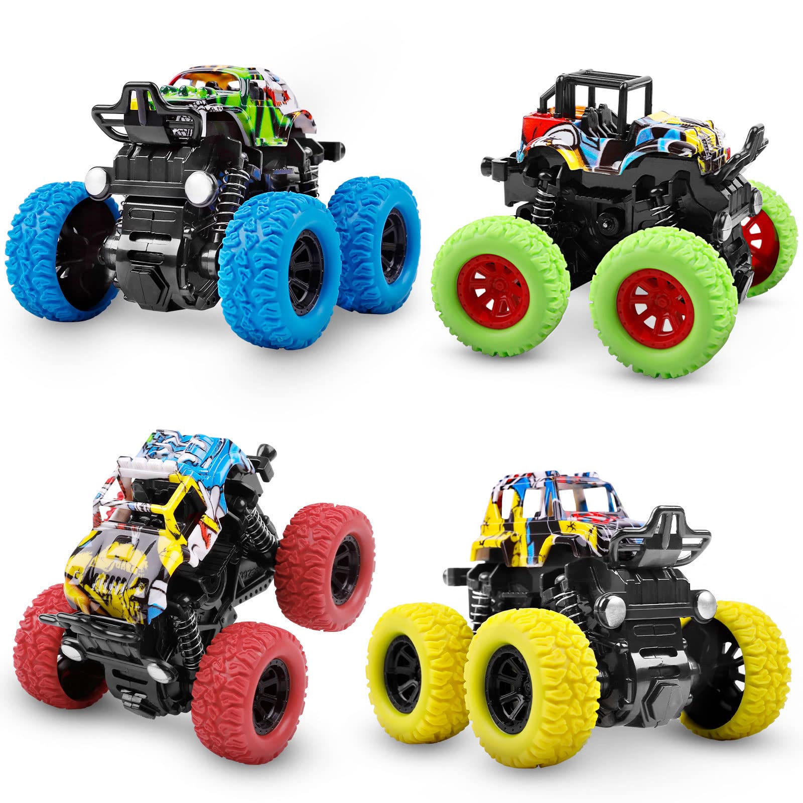 M SANMERSEN Monster Truck Toy blue push-and-go for toddlers.