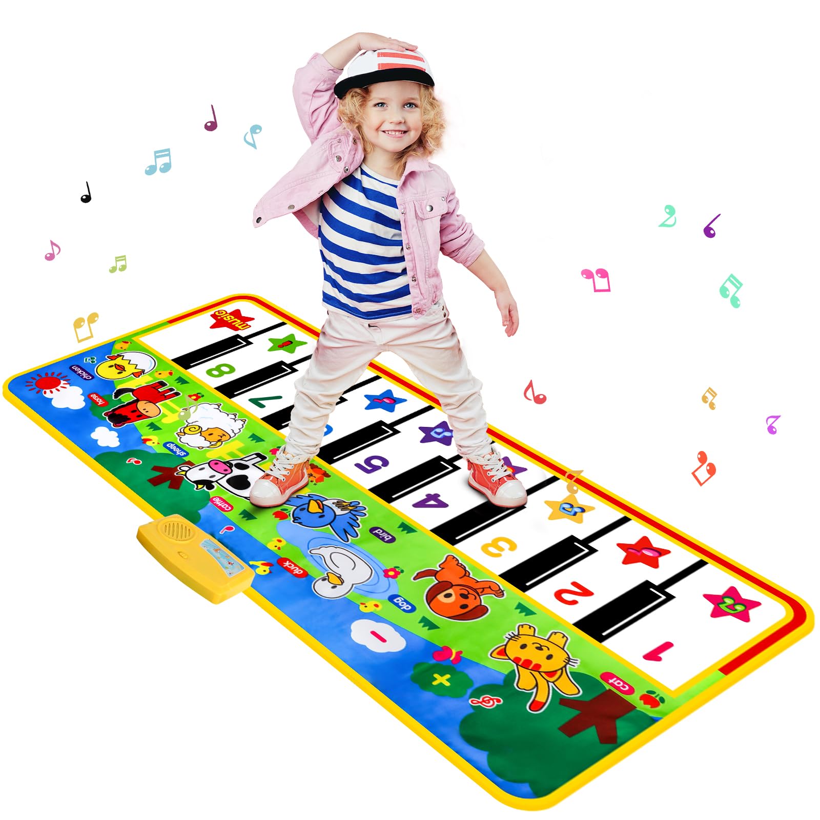 M SANMERSEN Piano Mat with 8 animal sounds for active toddler play