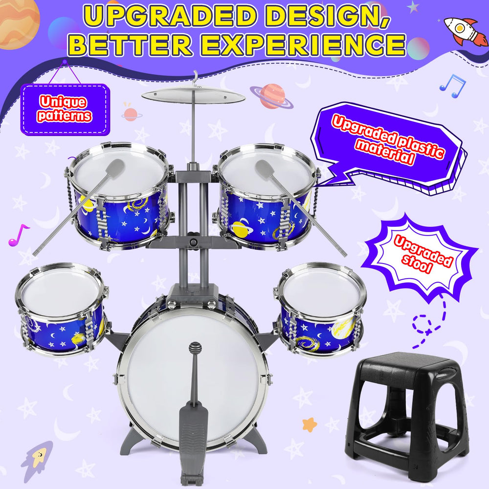 M SANMERSEN toddler drum stool provides stable seating during playtime.