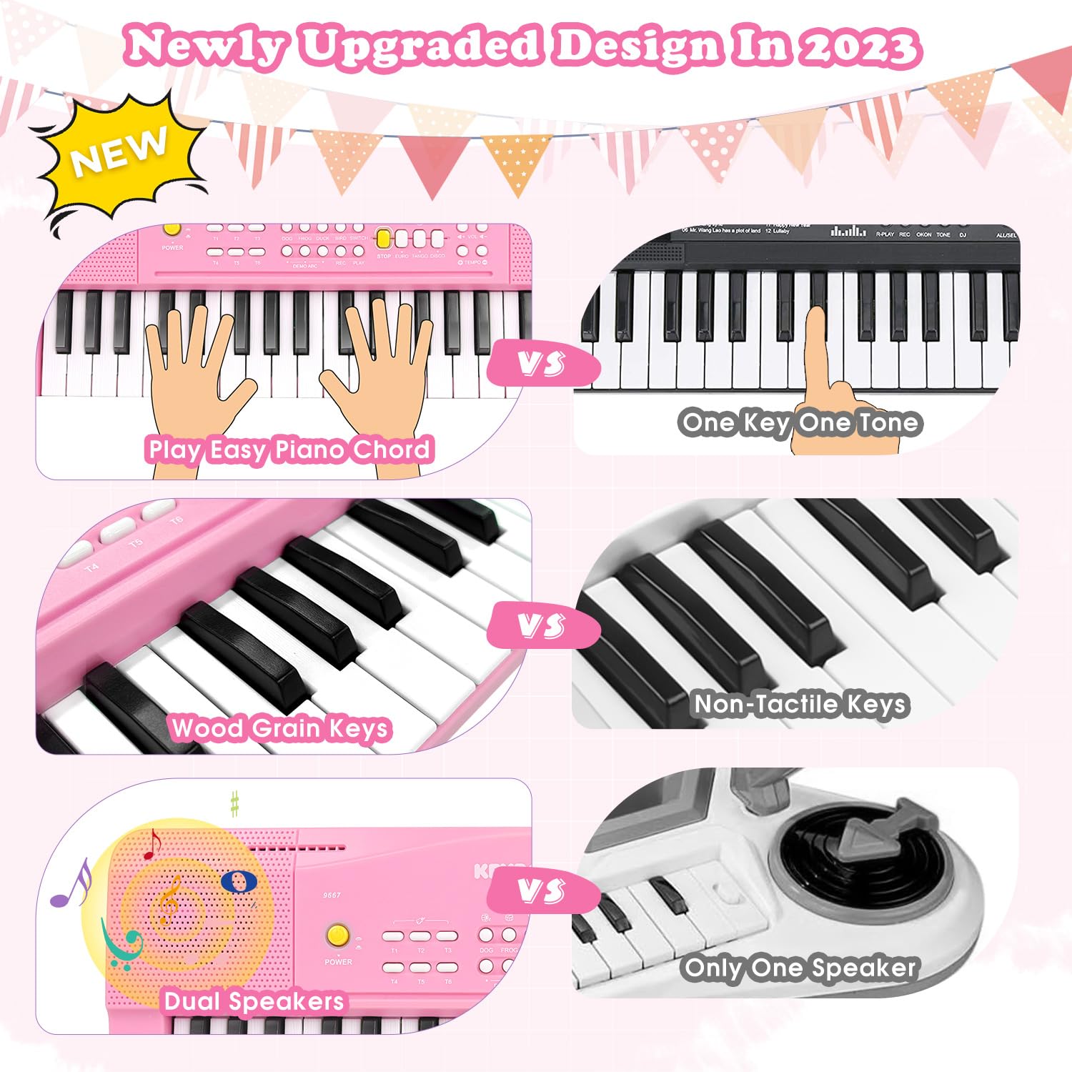 M SANMERSEN toy piano pink demos display inviting kids to explore rhythms.
